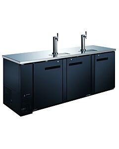 Zanduco 90" Three Door Kegerator Bar Cooler with Two Beer Dispensers Taps - 4 Kegs