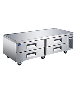 Zanduco 72" Four Drawer Refrigerated Stainless Steel Chef Base with 385L Capacity - 110V, 1/3 HP - USA