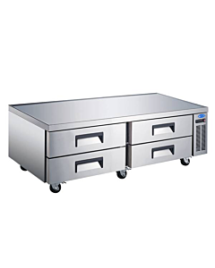 Zanduco 72" Four Drawer Refrigerated Stainless Steel Chef Base with 385L Capacity - 110V, 1/3 HP