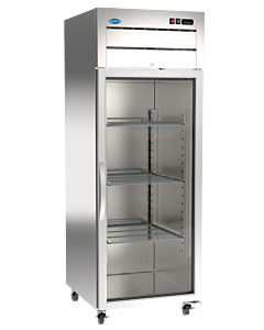 Zanduco 29" Reach-In Single Glass Door Stainless Steel Refrigerator with 609L Capacity - 115V, 288W
