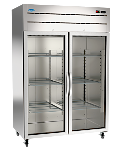 Zanduco 54" Reach-In 2-Glass Door Stainless Steel Refrigerator with 1220L Capacity - 115V, 456W