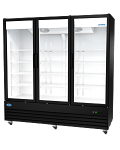 Zanduco 79" 3-Swing Glass Doors Black Merchandiser Refrigerator with 1985L Capacity - 115V, 625W - CA