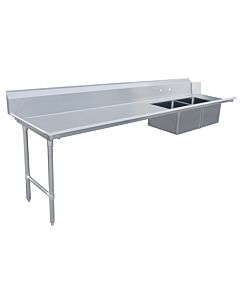 Zanduco 30" x 120" Left Side Soiled Dish Table with Two Sinks - CA