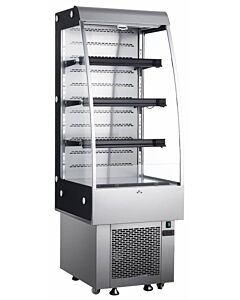 Zanduco 24" Grab-and-Go Open Silver Refrigerated Floor Self-Serve Display Case with 252L Capacity - 110V, 138W