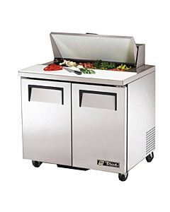 True TSSU-36-08-HC 36" 2-Door Refrigerated Salad/Sandwich Prep Table - 115V - USA