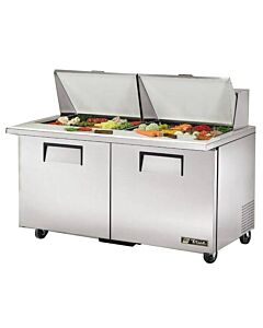 True TSSU-60-24M-B-ST-HC 60" Mega Top 2-Door Refrigerated Salad/Sandwich Prep Table - 115V - CA