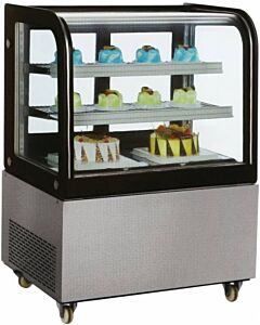 Zanduco 36” Curved Glass Standing Refrigerated Bakery Display Case with 9.5 cu.ft. Capacity