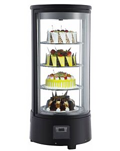 Zanduco 18" Rotating Circular Refrigerated Countertop Display Case with 72L Capacity - 110V, 170W