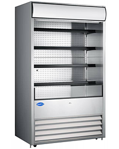 Zanduco 48" Grab-and-Go Open Stainless Steel Refrigerated Floor Self-Serve Display Case with 700L Capacity - 220V, 2650W
