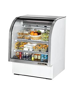 True TCGG-36-HC-LD 36" White Curved Glass Refrigerated Deli Case - 17 cu. ft. - USA