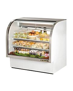 True TCGG-48-HC-LD 48" White Curved Glass Refrigerated Deli Case - 23.5 cu. ft. - USA