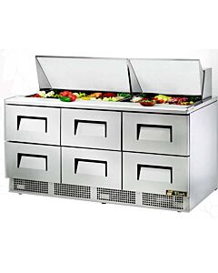 True TFP-72-30M-D-6-HC 72" Mega Top Six Drawer Salad/Sandwich Prep