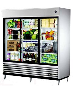 True TSD-69G-HC-LD 78" Three Section Sliding Glass Door Reach-In Refrigerator with 69 cu.ft. Capacity - 115V - CA