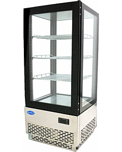 Zanduco 17" Countertop Refrigerated Showcase with Four Sided Glass and Stainless Steel Base - 110V, 180W