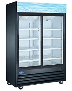 Zanduco 53" Two Sliding Glass Door Black Merchandiser Refrigerator with 1270L Capacity - 110V
