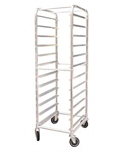 Omcan 12 Pan End Load Bun / Sheet Pan Rack Aluminum with 5" Spacing and Casters