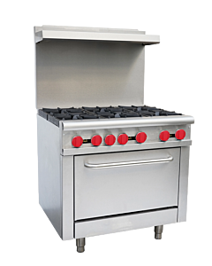 Zanduco 36" Commercial Range Oven with 6 Burners and 211,000 BTU - Liquid Propane - CA