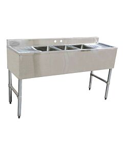 Zanduco Under Bar Sink 3 Compartment 10" x 14" x 10" with 2 Drain Boards