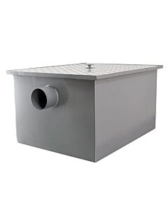 Omcan 33" x 24.5" x 21.75 Grease Trap 4" Threaded Inlet and Outlet with 50 lb. Capacity - Steel