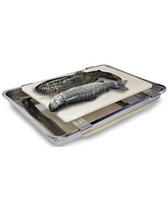 Omcan Fillet Cutting Board with Stainless Steel Drip Pan