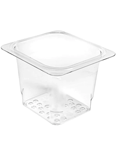 Cambro 65CLRCW135 1/6 Size Colander Pan 5" Deep - Camwear - Polycarbonate - Clear - CA
