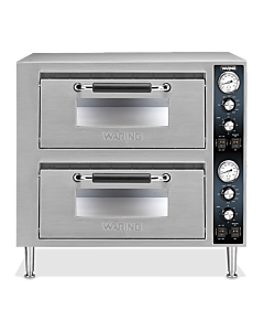 Waring WPO750 18" Electric Double Deck Countertop Pizza Oven Heavy Duty with Dual Chamber - 240V