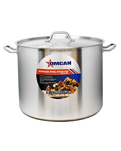 Omcan 60 Qt. Stainless Steel Stock Pot 18" Diameter with Cover - NSF - CA