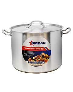 Omcan 40 Qt. Stainless Steel Stock Pot 16.5" Diameter with Cover - NSF - CA