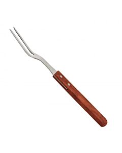 Omcan 13" Stainless Steel Pot Fork with Short Wood Handle - USA