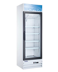 Aurora 26" White Single Glass Door Refrigerator with Lightbox and 382L Capacity - 120V, 288W - USA