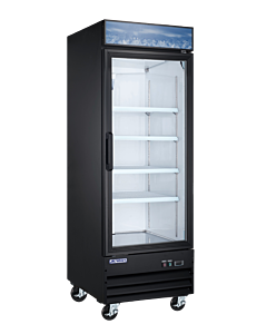 Aurora 29" Black Single Glass Door Refrigerator with Lightbox and 640L Capacity - 120V, 384W - USA
