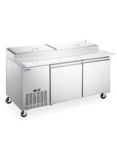 Aurora 67" Two-Doors Refrigerated Pizza Prep Table with 442L Capacity - 120V, 0.75 HP