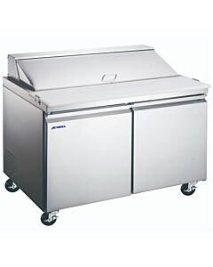 Aurora 60" Mega Refrigerated Prep Table with 2 Doors and 16.6 cu.ft. Capacity - 115V, 504W