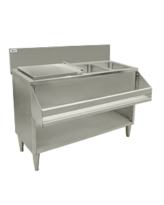 Omcan 36" Cocktail Mix Unit with 7" Backsplash, 20" x 12" x 10" Ice Bin with Sliding Cover, and Two 10" x 12" x 10" Sinks