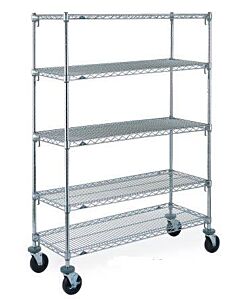 Metro 5A366BC - 18" x 60" x 69" Super Adjustable Chrome 5 Tier Mobile Shelving Unit - CA