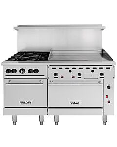 Vulcan 60SS-4B36GTN Endurance Series 60" Range with 2 Standard Ovens 4 Burners and 36" Thermostatic Griddle - Natural Gas - USA