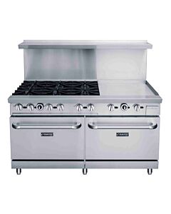 Dukers DCR60-6B24GM 60" Commercial Gas Range with 6 Burners and Oven - USA