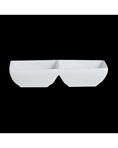 Steelite Double Well Rectangle Tray 5 3/4" x 2 7/8" (2 oz Each Well), 12 / case 6900E595
