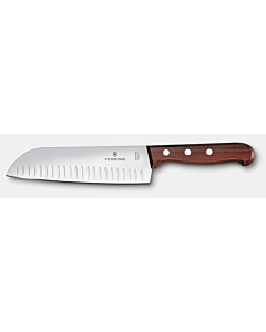 Victorinox 6.8520.17-X2 7" Granton Edge Santoku Knife with Wood Handle