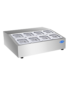 Zanduco 28" Countertop Refrigerated Prep Rail with 8 x GN 1/6 Pans Capacity