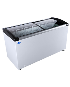 Zanduco 57" Ice Cream Display Chest Freezer with Curved Glass Top, 9.3 cu.ft - 110V, 270W - USA