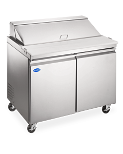Zanduco 36" Refrigerated Prep-Table with 2-Doors and 258L Capacity - 115V, 3/7 HP