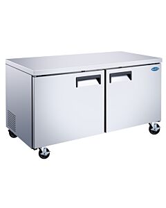 Zanduco 60" Stainless Steel 2-Door Undercounter Refrigerator with 425L Capacity - 115V, 285W - CA