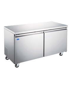 Zanduco 60" Stainless Steel 2-Doors Undercounter Freezer with 425L Capacity - 115V, 345W