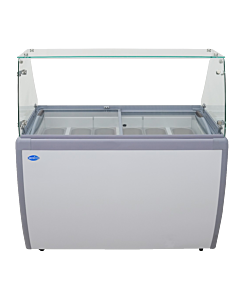 Zanduco 50" Gelato Dipping Cabinet with Flat Sneeze Guard, 9 Pans, and 290L Capacity - 110V, 260W - CA