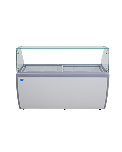 Zanduco 71" Gelato Dipping Cabinet with Flat Sneeze Guard, 13 Pans, and 450L Capacity - 110V, 295W