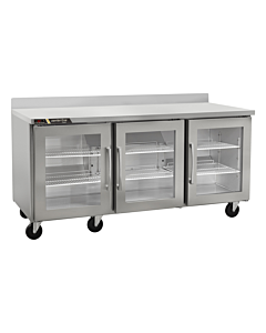 Centerline CLUC-72R-GD-WTLRR 72" Three Glass Door Undercounter Refrigerator with Worktop - Left/Right/Right Hinge