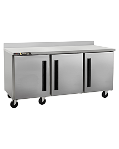 Centerline CLUC-72F-SD-WTLRR 72" Three Solid Door Undercounter Freezer with Worktop - Left/Right/Right Hinge