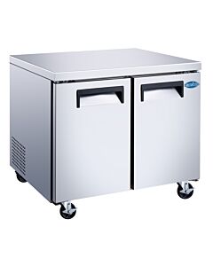 Zanduco 36" Stainless Steel 2-Door Undercounter Refrigerator with 246L Capacity - 115V, 250W - USA