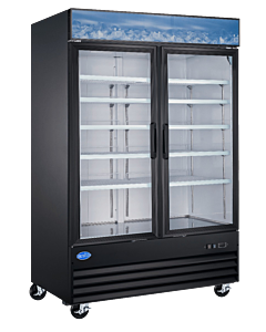 Zanduco 53" 2-Glass Door Merchandiser Freezer Black with 1270L Capacity - 110V, 1000W